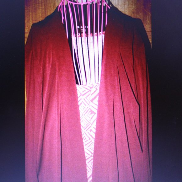 White Stag Women's Dress & Jacket Maroon Print Sz 1X 18/20 - Picture 2 of 6